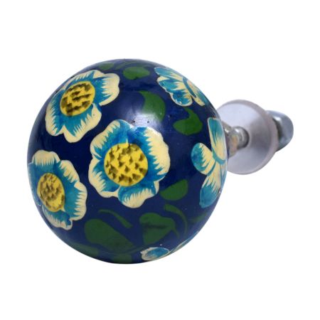 Water Lily Hand Pinted Indian Kashmiri Cabinet Knobs